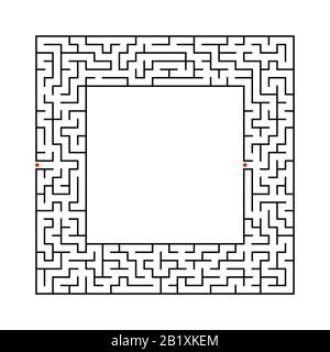 Black abstract square maze with a place for your image. An interesting and useful game for kids. A simple flat vector illustration isolated on a white Stock Vector