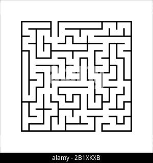 Abstract square maze. Game for kids. Puzzle for children. One entrances, one exit. Labyrinth conundrum. Simple flat vector illustration isolated on wh Stock Vector