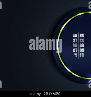 Abstract Luxury Elegant Concept Shiny Green Circle with Glowing Golden Dots Particles on Blue Background. Vector Illustration Stock Vector