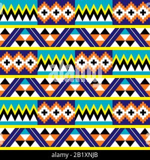African Tribal Kente Cloth Style Vector Pattern Seamless Design With  Geometric Shapes Inspired By Traditional Fabrics Or Textiles From Ghana  Known As Nwentoma Stock Illustration - Download Image Now - iStock