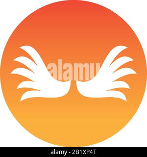 Wings silhouette block style icon design, animal feather bird angel wildlife flight freedom and tattoo theme Vector illustration Stock Vector