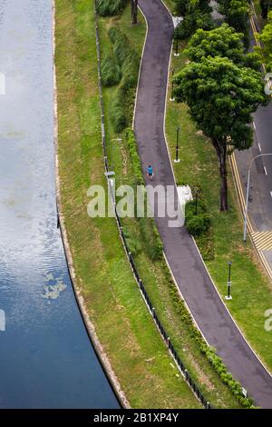 Aerial view of park in urban area in Singapore. Stock Photo