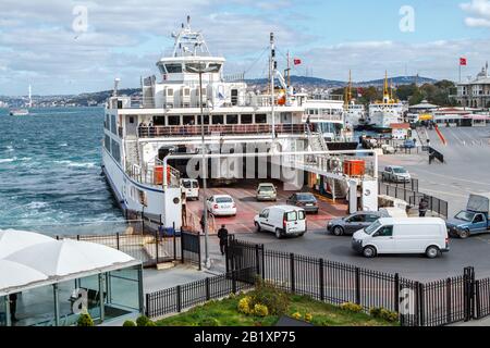 ISTANBUL, TURKEY - 10.27.2011: Car & passenger ferry. in istanbul Bosphorus, Sirkeci to Harem car and passenger ferries Stock Photo