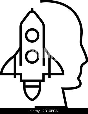 Launching project line icon, concept sign, outline vector illustration, linear symbol. Stock Vector
