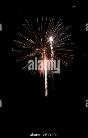 Colorful fireworks at night - happiness concept Stock Photo