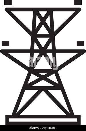 Electric tower, Overhead power line icon template black color editable. Electric tower, Overhead power line icon symbol Flat vector illustration for g Stock Vector