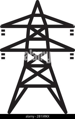 Electric tower, Overhead power line icon template black color editable. Electric tower, Overhead power line icon symbol Flat vector illustration for g Stock Vector