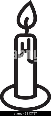 Burning candle in candle stick line icon template black color editable. candle stick line icon symbol Flat vector illustration for graphic and web des Stock Vector