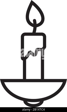 Burning candle in candle stick line icon template black color editable. candle stick line icon symbol Flat vector illustration for graphic and web des Stock Vector