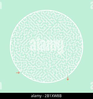 Difficult round labyrinth. Game for kids and adults. Puzzle for children. Labyrinth conundrum. Flat vector illustration isolated on color background Stock Vector