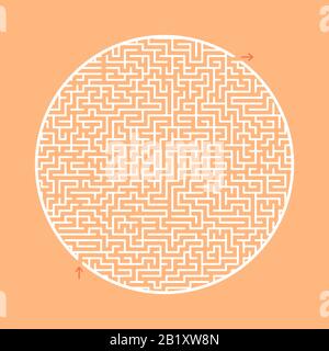 Difficult round labyrinth. Game for kids and adults. Puzzle for children. Labyrinth conundrum. Flat vector illustration isolated on color background Stock Vector