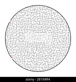 Difficult round labyrinth. Game for kids and adults. Puzzle for children. Labyrinth conundrum. Flat vector illustration isolated on white background Stock Vector