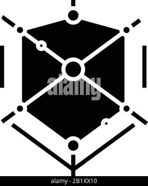 Connecting data black icon, concept illustration, vector flat symbol, glyph sign. Stock Vector