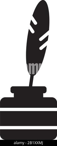 Feather and inkwell icon template black color editable. Feather and inkwell icon symbol Flat vector illustration for graphic and web design. Stock Vector