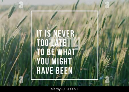 Inspirational Quote It Is Never Too Late To Be What You Might Have Been Stock Photo Alamy