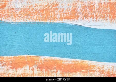 Abstract plaster texture of line blue and white with beige. Close up. Stock Photo