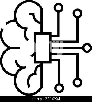 Intellectual processor line icon, concept sign, outline vector illustration, linear symbol. Stock Vector