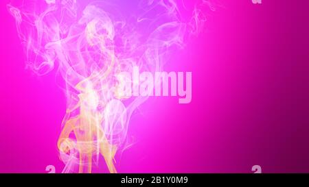 Colorful purple magenta pink orange smoke explosion fluid gas in neon light Stock Photo