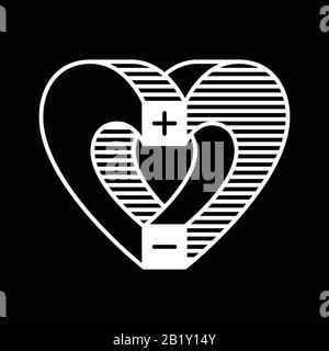 Heart created from two magnets. Stock Vector