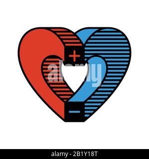 Heart created from two magnets. Stock Vector