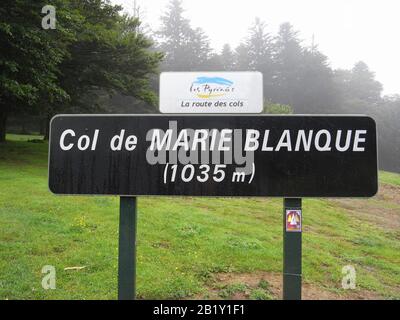 Summit of Col de Marie Blanque in France Stock Photo