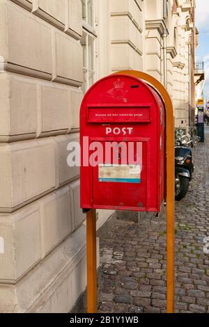 Classical post box in Copenhagen, Denmark Stock Photo