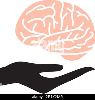 hand holding brain, vector illustration Stock Vector