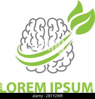 green tree leaves and human brain, vector Stock Vector