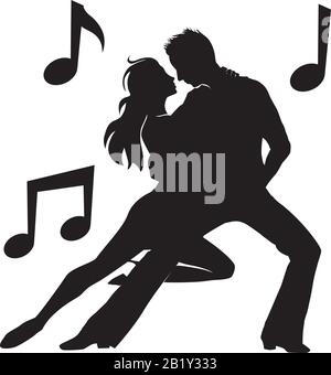 Latin Dancers and musical notes Stock Vector