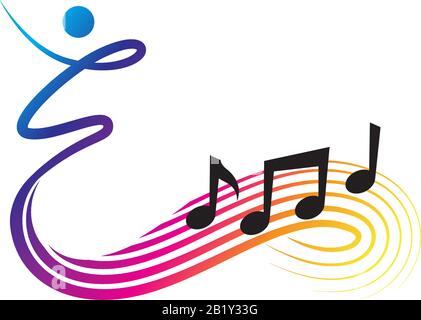 musical notes and abstract human figure Stock Vector