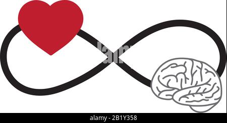 infinite loop with heart and brain, vector Stock Vector