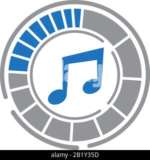 musical note inside abstract circular frame Stock Vector