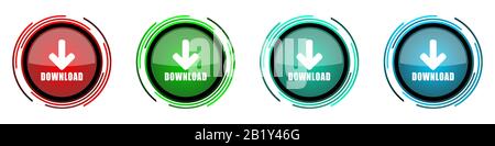 Download round glossy vector icons, set of buttons for webdesign, internet and mobile phone applications in four colors options isolated on white back Stock Vector