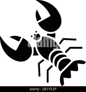 Crayfish black icon, concept illustration, vector flat symbol, glyph sign. Stock Vector
