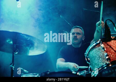 The Norwegian punk band Blood Command performs a live concert during ...