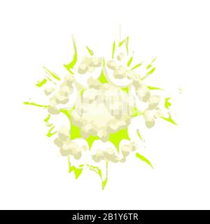 Cartoon green explosion, poof comic effect on white Stock Vector