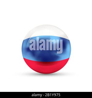 Russia flag projected as a glossy sphere on a white background Stock Vector
