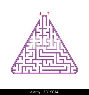 Color triangular labyrinth. An interesting and useful game for children. A simple flat vector illustration on a white background Stock Vector