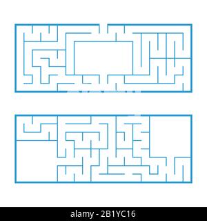 A set of two rectangular labyrinths. An interesting and useful game for preschoolers. Easy puzzle. Simple flat vector illustration isolated on white b Stock Vector