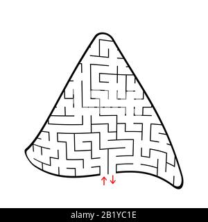 Abstract colored triangular labyrinth. Black color on a white background. An interesting game for children. Vector illustration Stock Vector