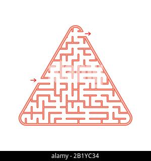 Color triangular labyrinth. An interesting and useful game for children. A simple flat vector illustration on a white background Stock Vector