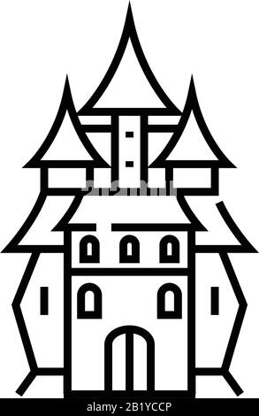 Magic castle line icon, concept sign, outline vector illustration, linear symbol. Stock Vector