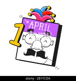 April Fools Day Text And Funny Glasses Eps 10 Vector Illustration For Greeting Card, Ad, Promotion, Poster, Flier, Blog, Article, Marketing, Signage Stock Vector