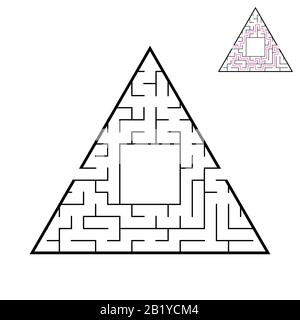 Triangular labyrinth. An interesting and useful game for children. A simple flat vector illustration on a white background. With the decision Stock Vector