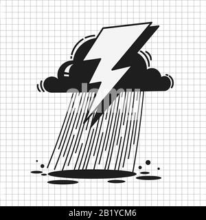 Hard Rain Icon Illustration Suitable For Greeting Card, Poster Or T-shirt Printing. Stock Vector