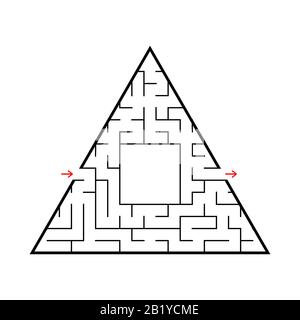 Abstract colored triangular labyrinth. Black color on a white background. An interesting game for children. Vector illustration Stock Vector