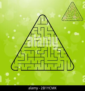 Triangular maze for children. The game is a mystery. Simple flat vector illustration on a colorful abstract background Stock Vector
