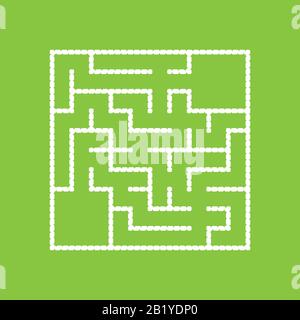 White square labyrinth with entrance and exit. An interesting game for children. A simple flat vector illustration isolated on a colored background. W Stock Vector