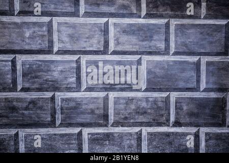 Beautiful painted facade decoration on a castle wall. grunge look. Stock Photo
