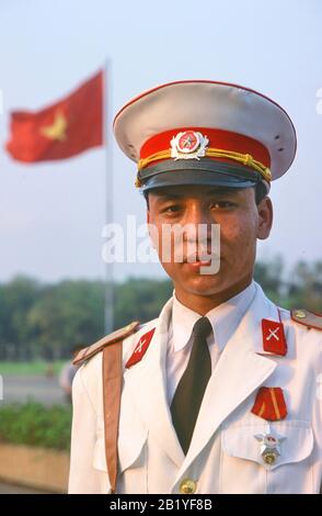 Guard at Ho Chi Minh Mausoleum in Hanoi, Vietnam. Stock Photo